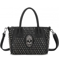 Women Handbags Skull Purse Faux Leather Satchel Bag Top Handle Handbag Punk Ladies Shoulder Bag Medium Tote Bags Black $39.24...