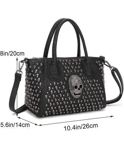 Women Handbags Skull Purse Faux Leather Satchel Bag Top Handle Handbag Punk Ladies Shoulder Bag Medium Tote Bags Black $39.24...