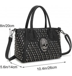 Women Handbags Skull Purse Faux Leather Satchel Bag Top Handle Handbag Punk Ladies Shoulder Bag Medium Tote Bags Black $39.24...