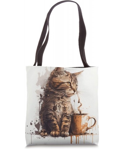 Funny Cat mother coffee lover Design Kitten Humor Cat Lover Tote Bag $10.59 Totes