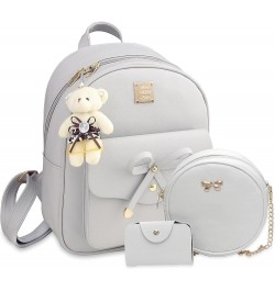 Cute Mini Backpack Bowknot Leather Backpack 3-PCS Small Backpack Purse for Women Grey $12.16 Backpacks