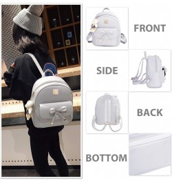 Cute Mini Backpack Bowknot Leather Backpack 3-PCS Small Backpack Purse for Women Grey $12.16 Backpacks