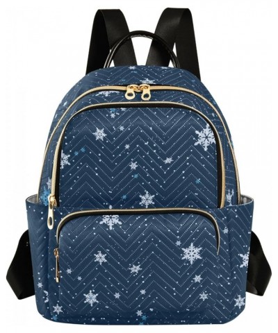 Snowflake Navy Women's Backpack Purse Causal Daypack Work Travel College Business Trip Bag Shoulder Bag Medium $14.39 Backpacks