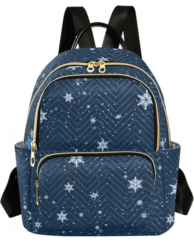 Snowflake Navy Women's Backpack Purse Causal Daypack Work Travel College Business Trip Bag Shoulder Bag Medium $14.39 Backpacks