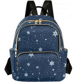 Snowflake Navy Women's Backpack Purse Causal Daypack Work Travel College Business Trip Bag Shoulder Bag Medium $14.39 Backpacks