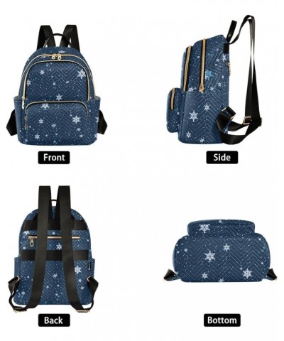 Snowflake Navy Women's Backpack Purse Causal Daypack Work Travel College Business Trip Bag Shoulder Bag Medium $14.39 Backpacks