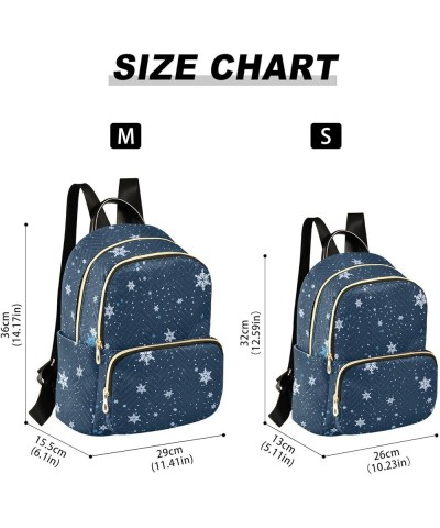 Snowflake Navy Women's Backpack Purse Causal Daypack Work Travel College Business Trip Bag Shoulder Bag Medium $14.39 Backpacks