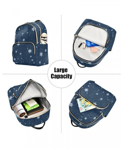 Snowflake Navy Women's Backpack Purse Causal Daypack Work Travel College Business Trip Bag Shoulder Bag Medium $14.39 Backpacks