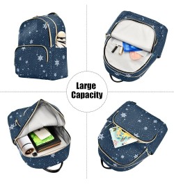 Snowflake Navy Women's Backpack Purse Causal Daypack Work Travel College Business Trip Bag Shoulder Bag Medium $14.39 Backpacks