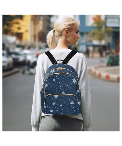 Snowflake Navy Women's Backpack Purse Causal Daypack Work Travel College Business Trip Bag Shoulder Bag Medium $14.39 Backpacks