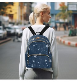 Snowflake Navy Women's Backpack Purse Causal Daypack Work Travel College Business Trip Bag Shoulder Bag Medium $14.39 Backpacks