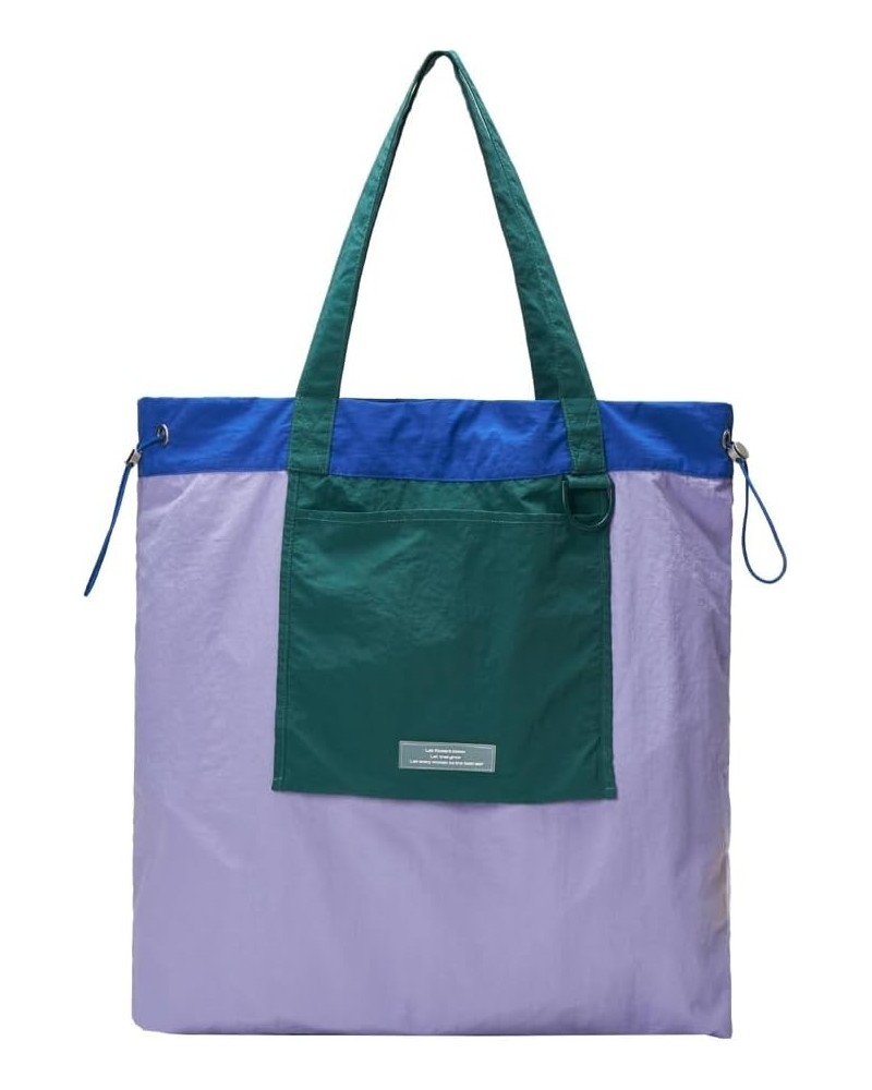 Women Large Storage Canvas Bags Drawstring Tote Bags Casual Hobo Shoulder Handbags and Purse Purple $30.45 Totes