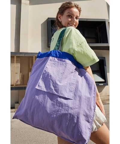 Women Large Storage Canvas Bags Drawstring Tote Bags Casual Hobo Shoulder Handbags and Purse Purple $30.45 Totes