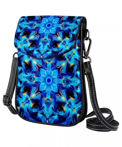 Faux Leather Crossbody Bag for Women, Messenger Bag, Shoulder Bag, floral flower patterns blue $12.66 Crossbody Bags