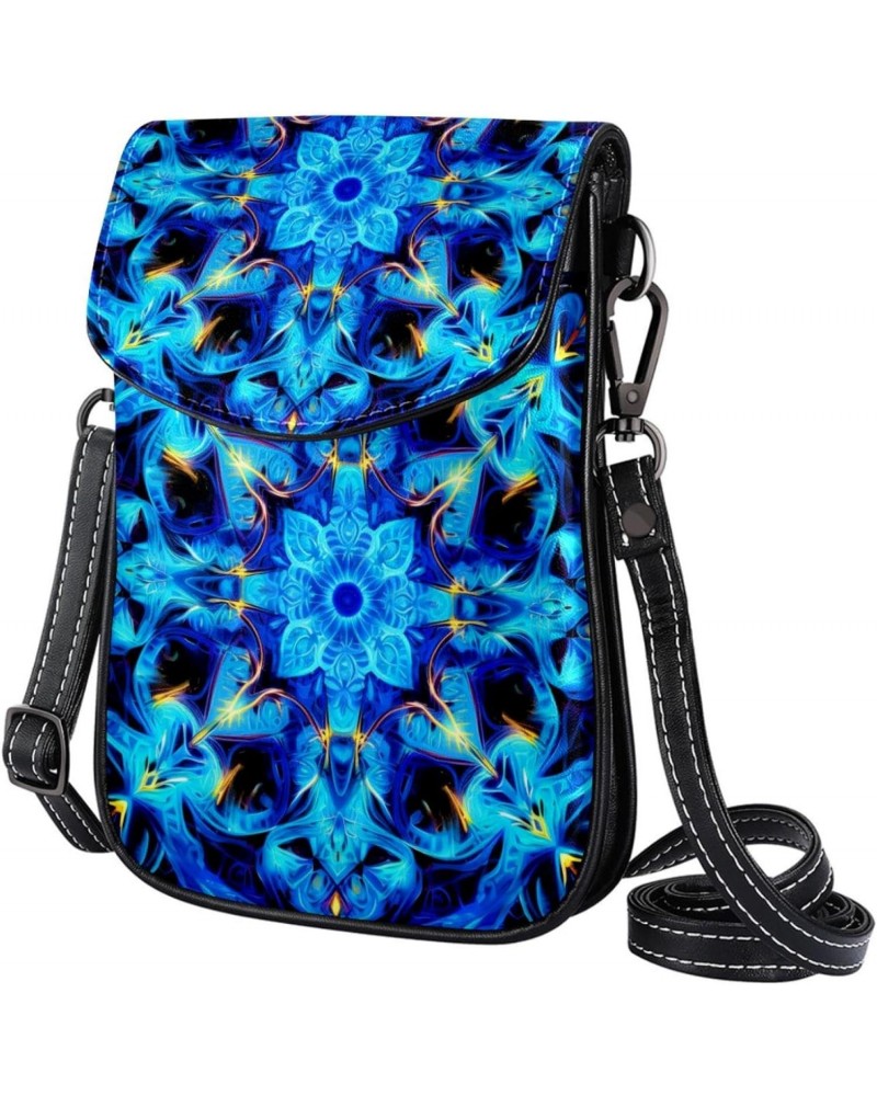 Faux Leather Crossbody Bag for Women, Messenger Bag, Shoulder Bag, floral flower patterns blue $12.66 Crossbody Bags