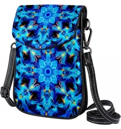 Faux Leather Crossbody Bag for Women, Messenger Bag, Shoulder Bag, floral flower patterns blue $12.66 Crossbody Bags