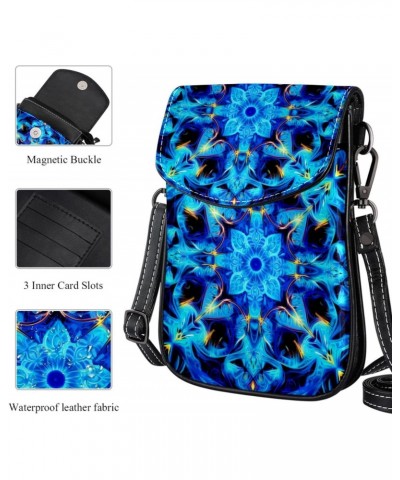 Faux Leather Crossbody Bag for Women, Messenger Bag, Shoulder Bag, floral flower patterns blue $12.66 Crossbody Bags