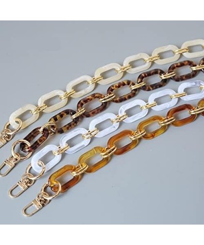 Acrylic Purse Strap Bag Chain Handle Replacement, Woman Handbag Accessory Parts White Pearl Acrylic Resin Chain Luxury Leopar...