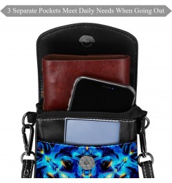 Faux Leather Crossbody Bag for Women, Messenger Bag, Shoulder Bag, floral flower patterns blue $12.66 Crossbody Bags