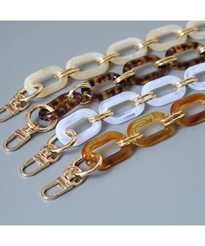 Acrylic Purse Strap Bag Chain Handle Replacement, Woman Handbag Accessory Parts White Pearl Acrylic Resin Chain Luxury Leopar...