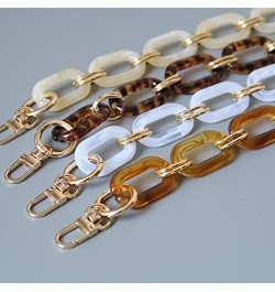 Acrylic Purse Strap Bag Chain Handle Replacement, Woman Handbag Accessory Parts White Pearl Acrylic Resin Chain Luxury Leopar...