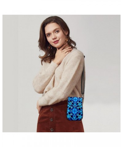 Faux Leather Crossbody Bag for Women, Messenger Bag, Shoulder Bag, floral flower patterns blue $12.66 Crossbody Bags