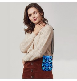 Faux Leather Crossbody Bag for Women, Messenger Bag, Shoulder Bag, floral flower patterns blue $12.66 Crossbody Bags