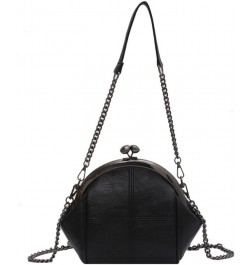 Women Faux Leather Kiss-lock Cross-body Purse Cute Shell Shaped Evening Handbag Chain Shoulder Hobo Bag A-black $19.19 Hobo Bags