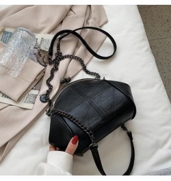 Women Faux Leather Kiss-lock Cross-body Purse Cute Shell Shaped Evening Handbag Chain Shoulder Hobo Bag A-black $19.19 Hobo Bags