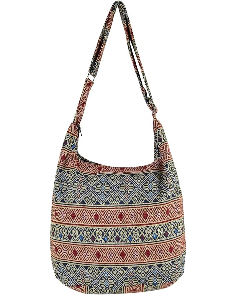 Hobo Sling Bags For Women Crossbody Bag Thai Top Handmade Shoulder Bag with Adjustable Strap Tribe-07 $10.50 Shoulder Bags