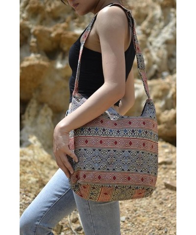 Hobo Sling Bags For Women Crossbody Bag Thai Top Handmade Shoulder Bag with Adjustable Strap Tribe-07 $10.50 Shoulder Bags