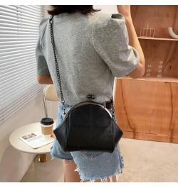 Women Faux Leather Kiss-lock Cross-body Purse Cute Shell Shaped Evening Handbag Chain Shoulder Hobo Bag A-black $19.19 Hobo Bags