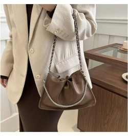 2024 Chic Pleated PU Leather Tote Bag for Women - Elegant Woven Hobo Handbag with Chain, Versatile Shoulder Satchel Brown $10...