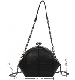 Women Faux Leather Kiss-lock Cross-body Purse Cute Shell Shaped Evening Handbag Chain Shoulder Hobo Bag A-black $19.19 Hobo Bags