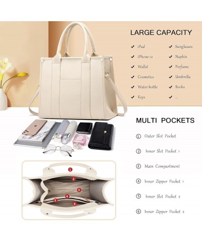 The Tote Bag Crossbody Purses for Women Shoulder Bag Handbags PU Leather Top Handle Bags with zipper Beige $18.54 Totes