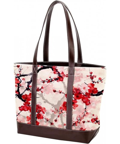 Tote Bags, Large Tote Bag, Tote Bag with Zipper, Red Blossom Retro Painting, Womens Tote Bag Design 2122 $23.99 Totes