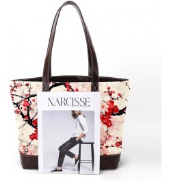 Tote Bags, Large Tote Bag, Tote Bag with Zipper, Red Blossom Retro Painting, Womens Tote Bag Design 2122 $23.99 Totes