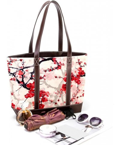 Tote Bags, Large Tote Bag, Tote Bag with Zipper, Red Blossom Retro Painting, Womens Tote Bag Design 2122 $23.99 Totes