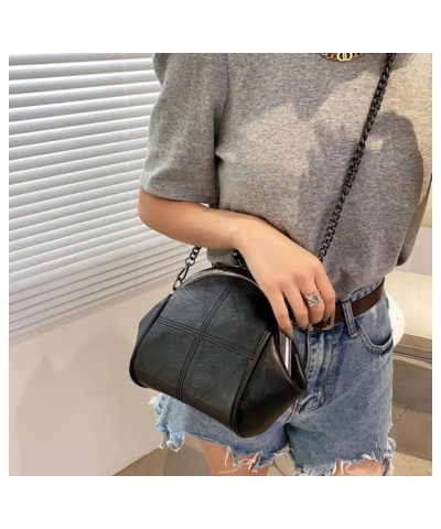 Women Faux Leather Kiss-lock Cross-body Purse Cute Shell Shaped Evening Handbag Chain Shoulder Hobo Bag A-black $19.19 Hobo Bags