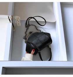 Women Faux Leather Kiss-lock Cross-body Purse Cute Shell Shaped Evening Handbag Chain Shoulder Hobo Bag A-black $19.19 Hobo Bags