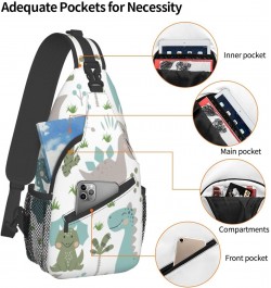 Cute Animal Dinsoaur Leaves Crossbody Sling Bag for Men Women Sling Backpack Shoulder Bag Casual Hiking Daypack Chest Bag for...