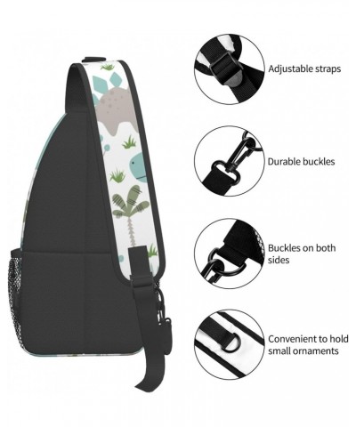 Cute Animal Dinsoaur Leaves Crossbody Sling Bag for Men Women Sling Backpack Shoulder Bag Casual Hiking Daypack Chest Bag for...