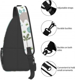 Cute Animal Dinsoaur Leaves Crossbody Sling Bag for Men Women Sling Backpack Shoulder Bag Casual Hiking Daypack Chest Bag for...