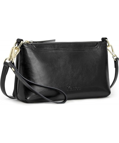 Leather Crossbody Bags for Women Trendy, Small Shoulder Purses and Handbags, Wristlet Clutch Wallet with 2 Straps Black $23.3...