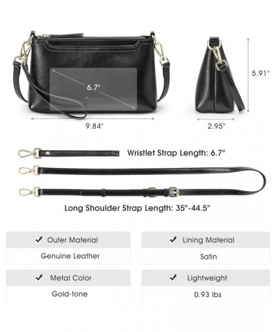 Leather Crossbody Bags for Women Trendy, Small Shoulder Purses and Handbags, Wristlet Clutch Wallet with 2 Straps Black $23.3...