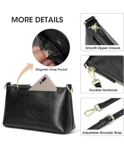 Leather Crossbody Bags for Women Trendy, Small Shoulder Purses and Handbags, Wristlet Clutch Wallet with 2 Straps Black $23.3...