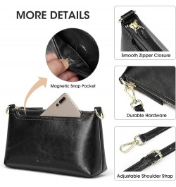 Leather Crossbody Bags for Women Trendy, Small Shoulder Purses and Handbags, Wristlet Clutch Wallet with 2 Straps Black $23.3...