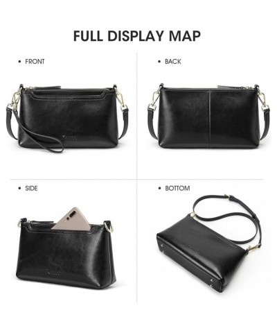 Leather Crossbody Bags for Women Trendy, Small Shoulder Purses and Handbags, Wristlet Clutch Wallet with 2 Straps Black $23.3...