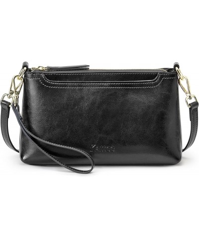 Leather Crossbody Bags for Women Trendy, Small Shoulder Purses and Handbags, Wristlet Clutch Wallet with 2 Straps Black $23.3...