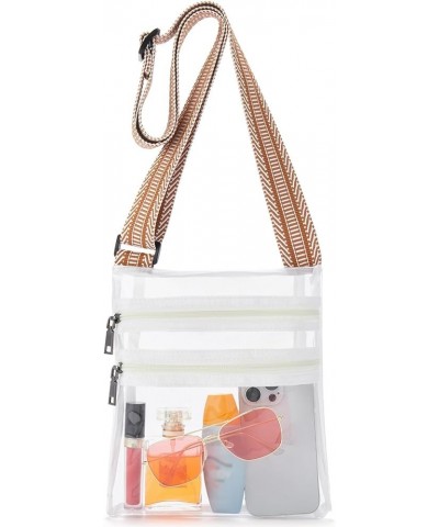 Clear Bag for Stadium Events Crossbody Bags Stadium Approved Concert Shoulder Purse with Adjustable Guitar Strap Z01 Clear Wh...